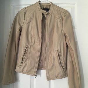 Beige Express Faux Leather Jacket
